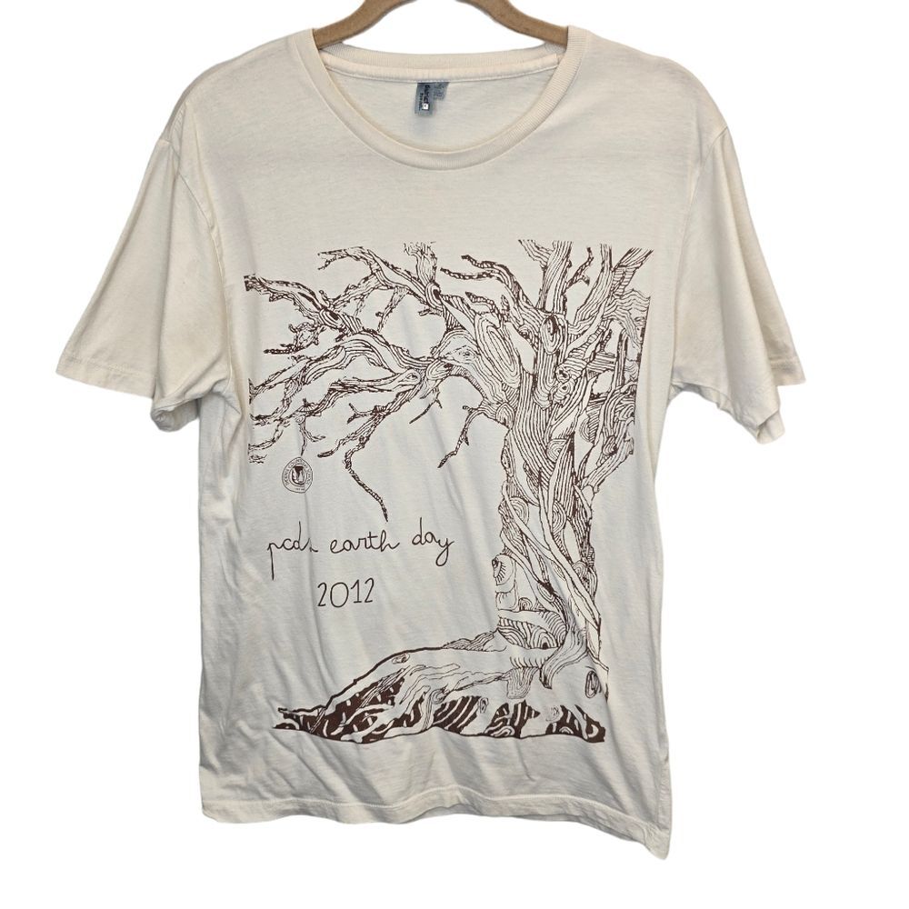 PCDS Earth Day 2012 Cream Short Sleeve 100% Organic Cotton T-Shirt S